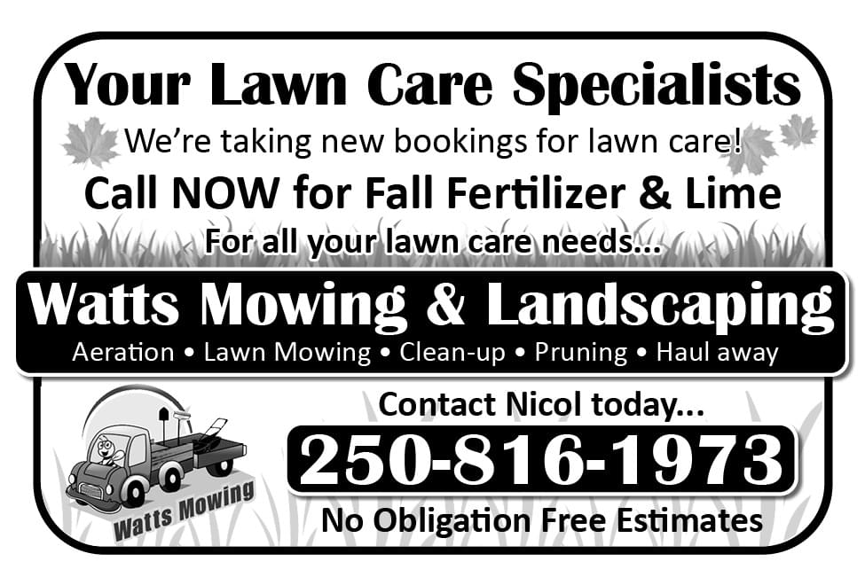 Watts Mowing Ad in Coffee News