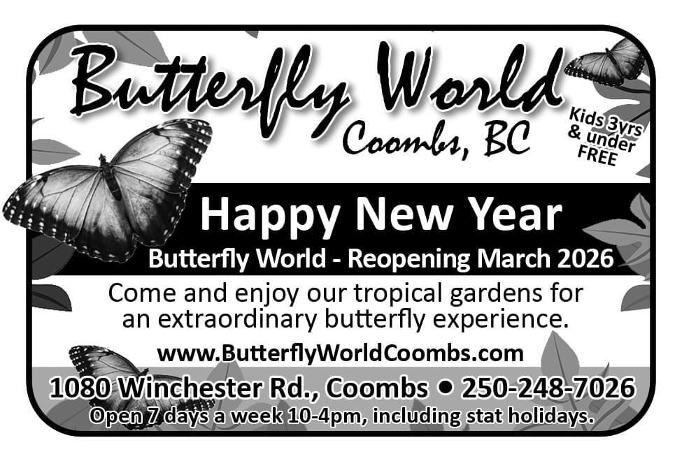 Butterfly World Coombs BC 2026 Ad in Coffee News