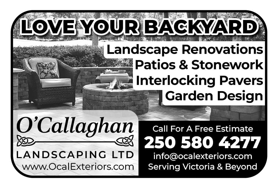 O'Callaghan Landscaping Patios Stonework Interlocking Pavers Landscape Renovation Garden Design in Victoria Duncan BC April 2026 Ad in Coffee News