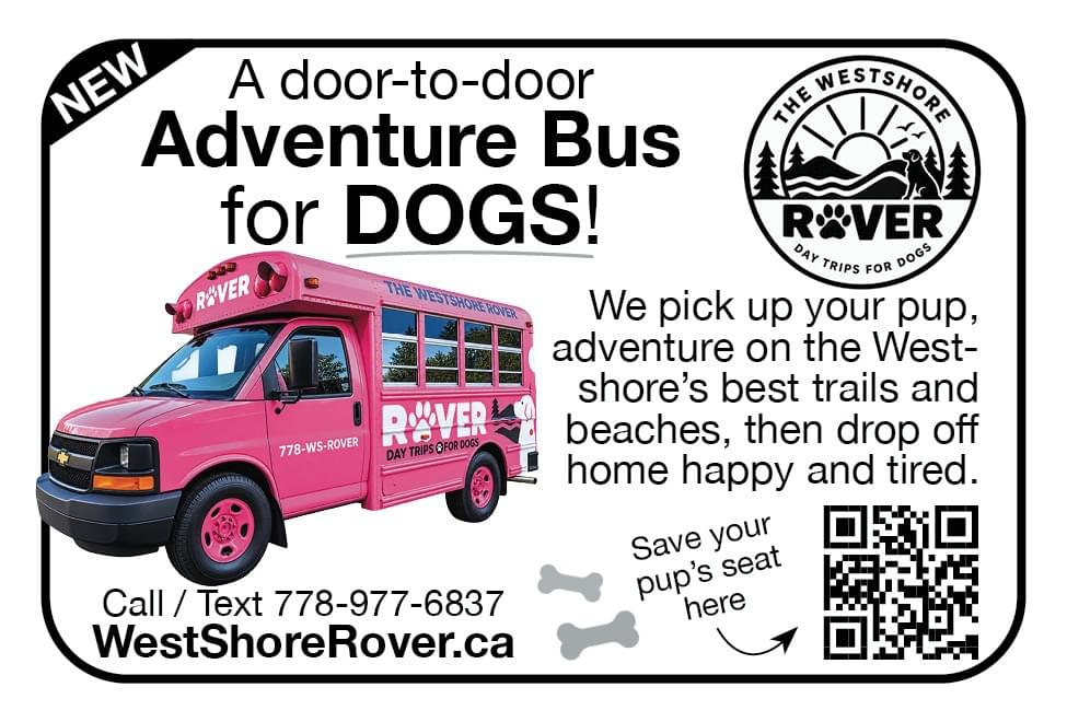 The Westshore Rover Day Trips for Dogs Victoria BC ad in Coffee News