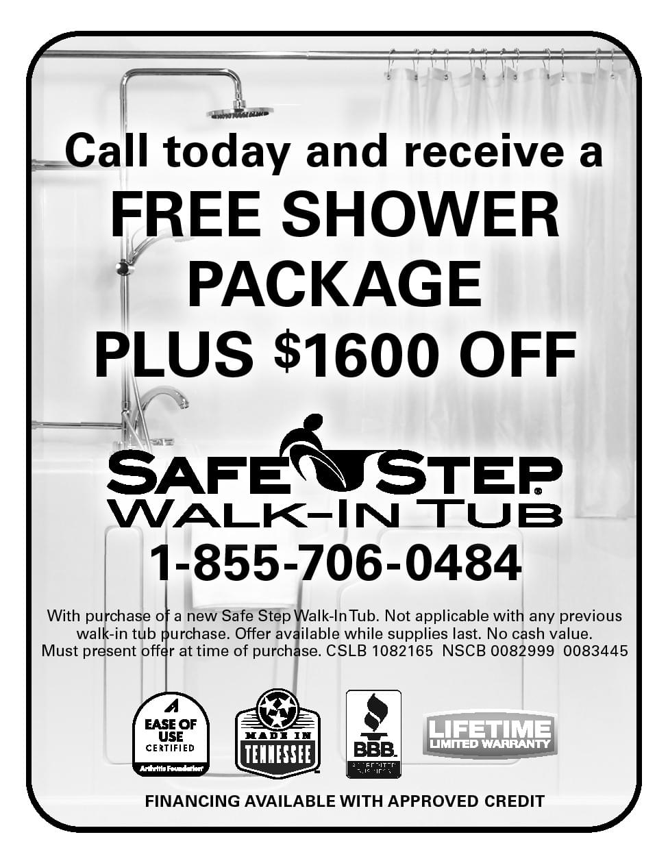 Safe Step Walk-in Tub Ad in Coffee News