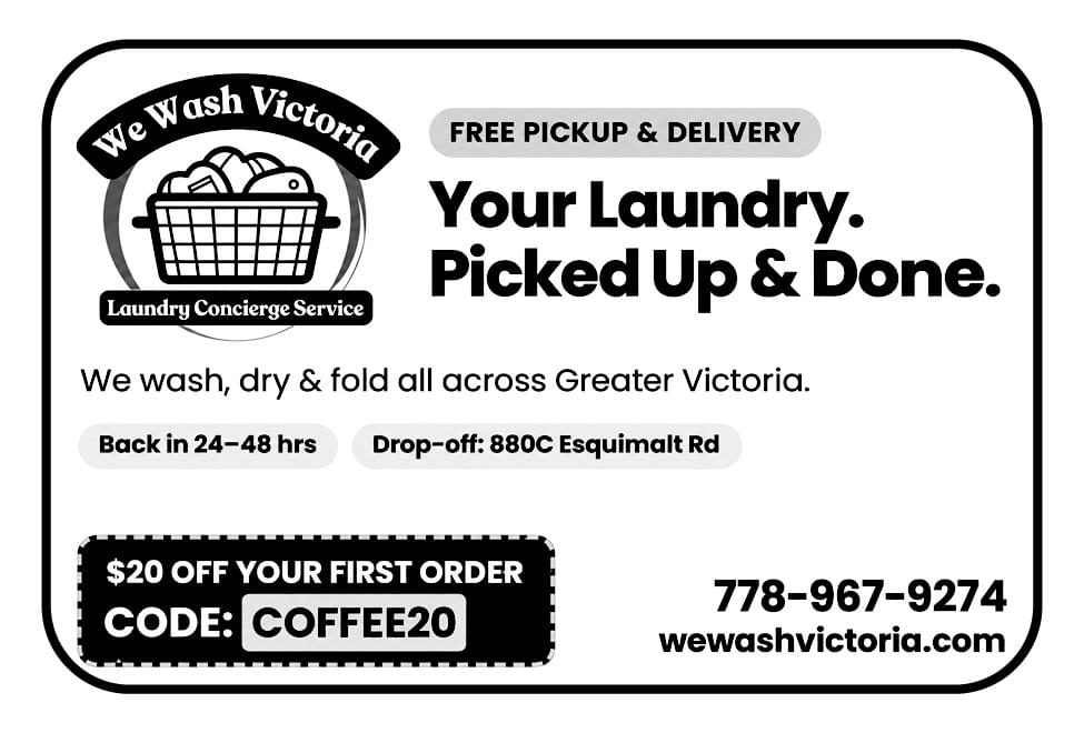 Wash Victoria Laundry Concierge Service VictoriaBC Ad in Coffee News
