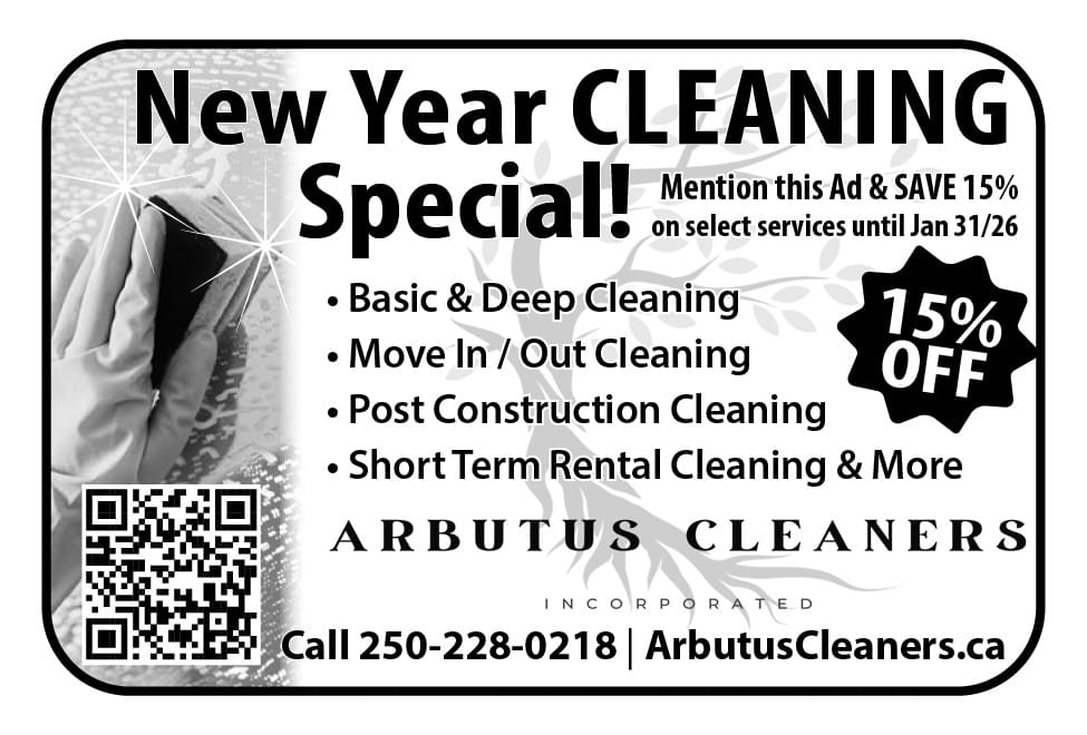 Arbutus Cleaners Qualicum Parksville Nanaimo Ad in Coffee News