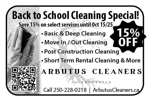 Arbutus Cleaners Qualicum Parksville Nanaimo Ad in Coffee News