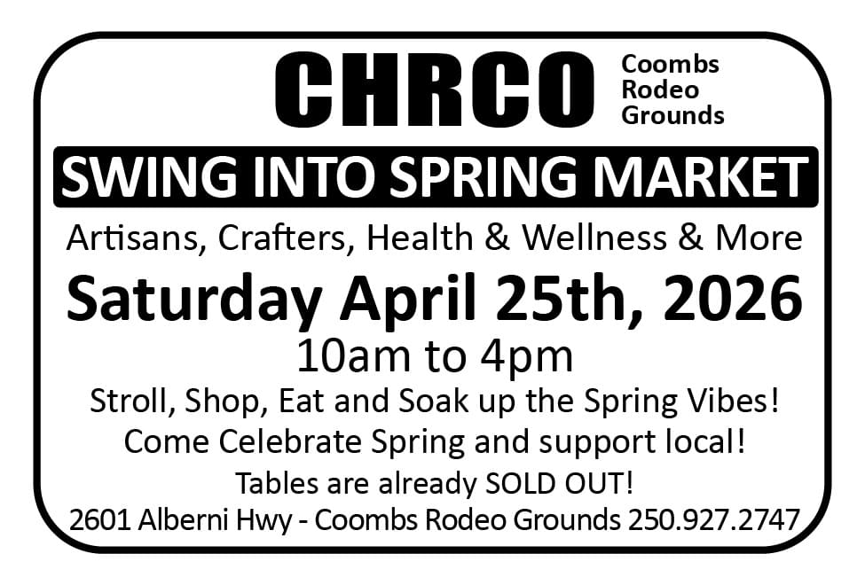 Spring Market at CHRCO Hall Parksville Qualicum Nanaimo BC Ad in Coffee News
