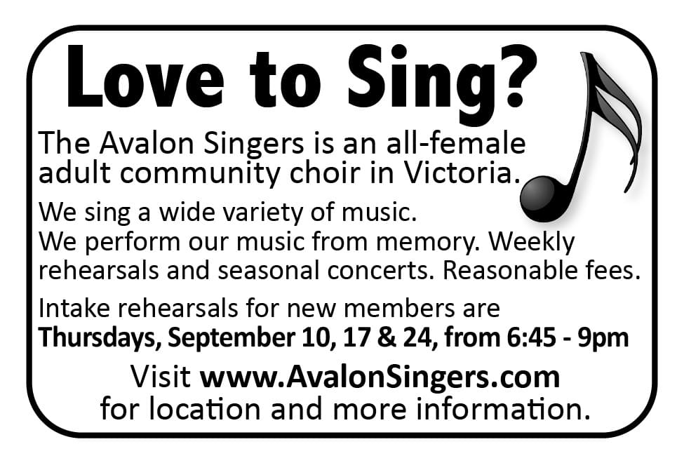 Avalon Singers Victoria BC Ad in Coffee News