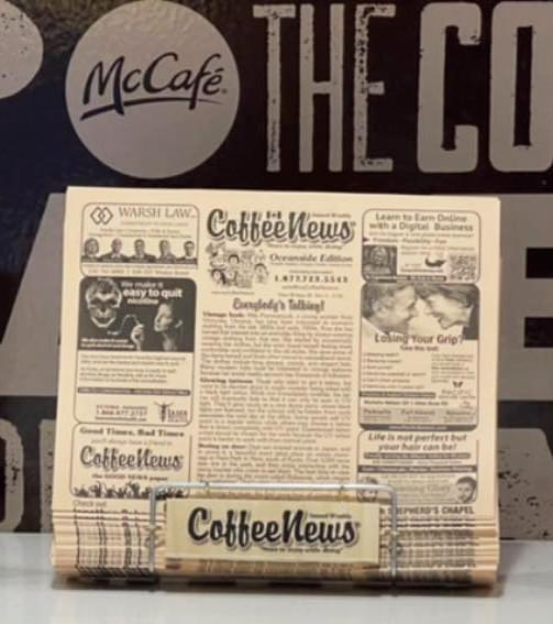 Coffee News displayed at McDonald's in Parksville, BC, Canada