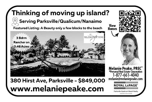 Melanie Peake Real Estate Parksville Qualicum Nanaimo Royal LePage BC Ad in Coffee News