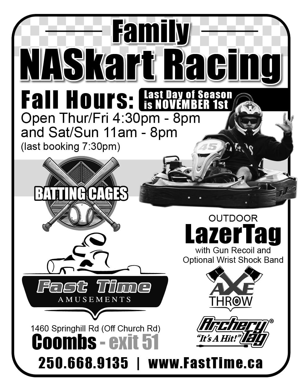Fast Time Family NASkart Racing Coombs BC ad inCoffee News Vancouver Island