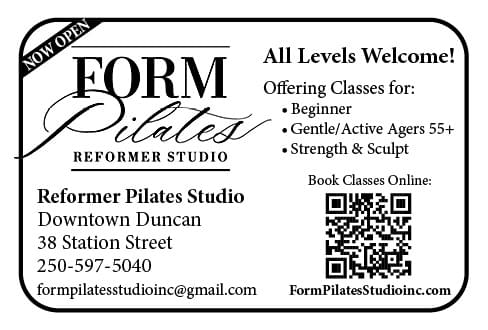 Reformer Pilates Studio Ad in Coffee News Vancouver Island BC