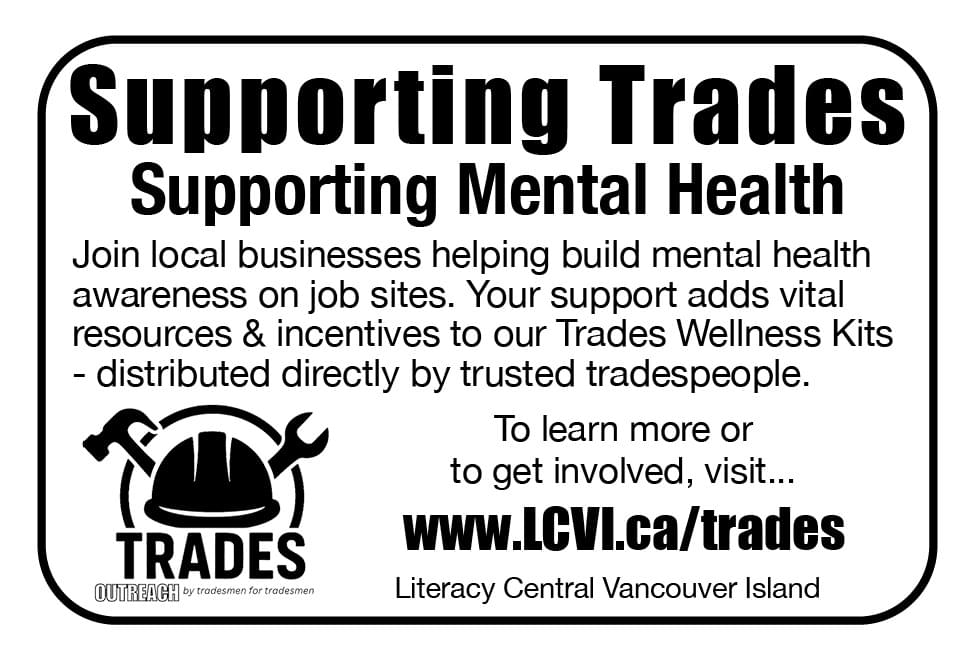 Literacy Central Vancouver Island Tradesmen survey June 2025 Ad in Coffee News