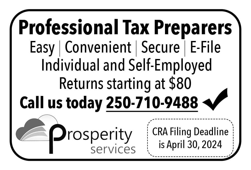 Prosperity Services Tax Preparer Cowichan Valley BC ad in Coffee News