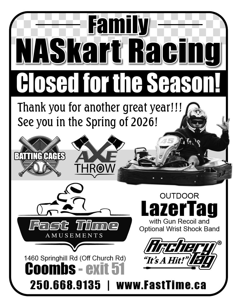 Fast Time Family NASkart Racing Coombs BC ad inCoffee News Vancouver Island
