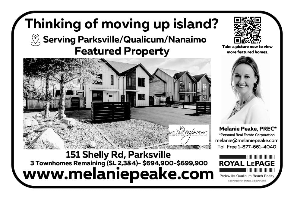 Melanie Peake Real Estate Parksville Qualicum Nanaimo Royal LePage BC Ad in Coffee News