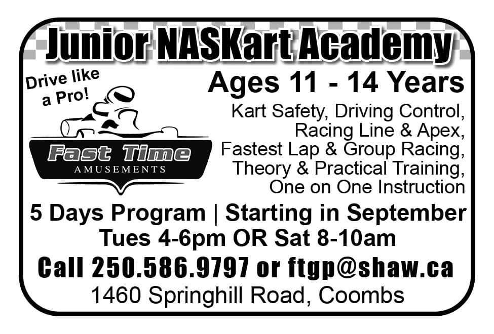 Fast Time Amusements Family Naskart Racing Coombs BC Ad in Coffee News