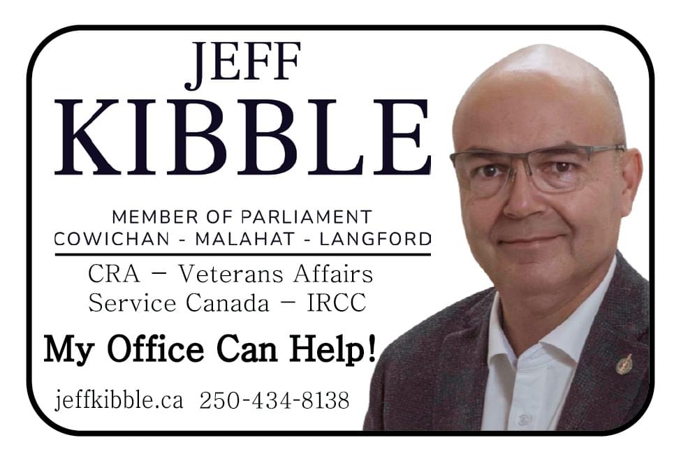 Jeff Kibble MP Cowichan Malahat Langford BC Ad in Coffee News 