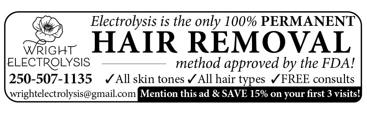 Wright Electrolysis Hair Removal DuncanBC Ad in Coffee News