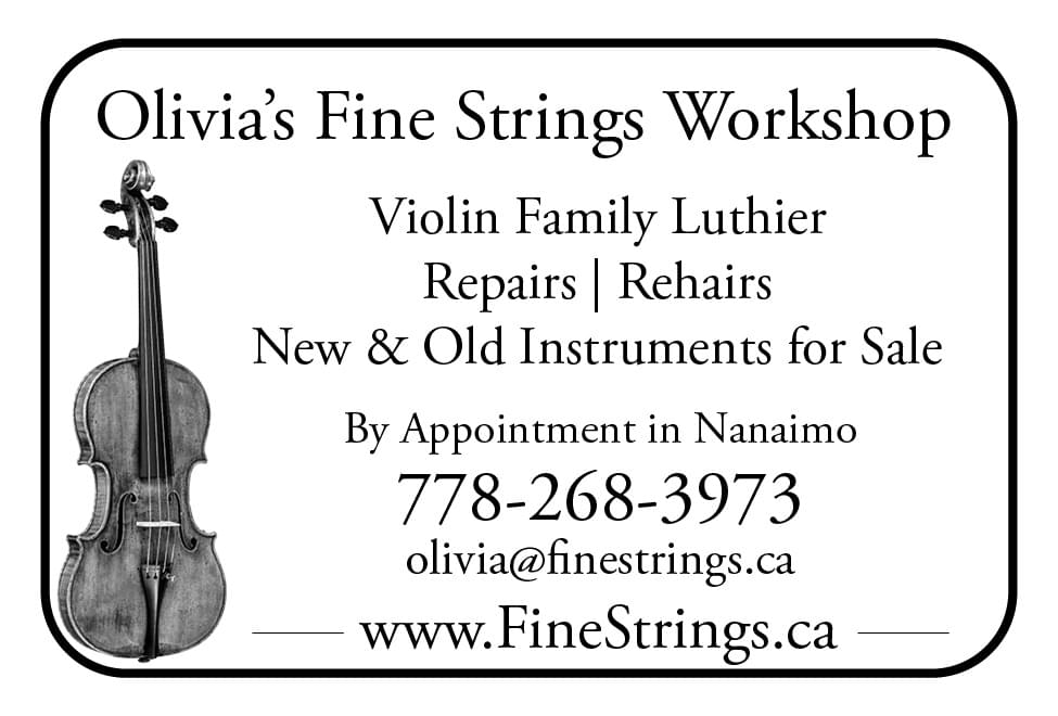 Olivia's Fine Strings Workshop Ad in Coffee News