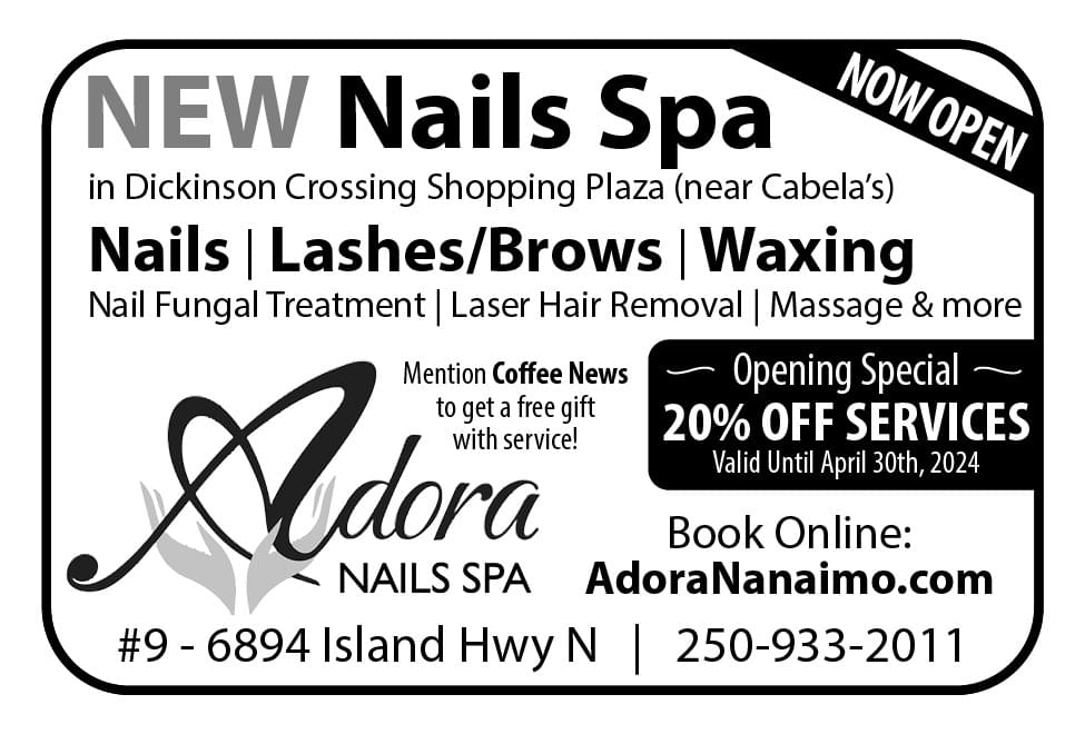 Adora Nails Spa Nanaimo Nails Lashes Brows Waxingad in Coffee News