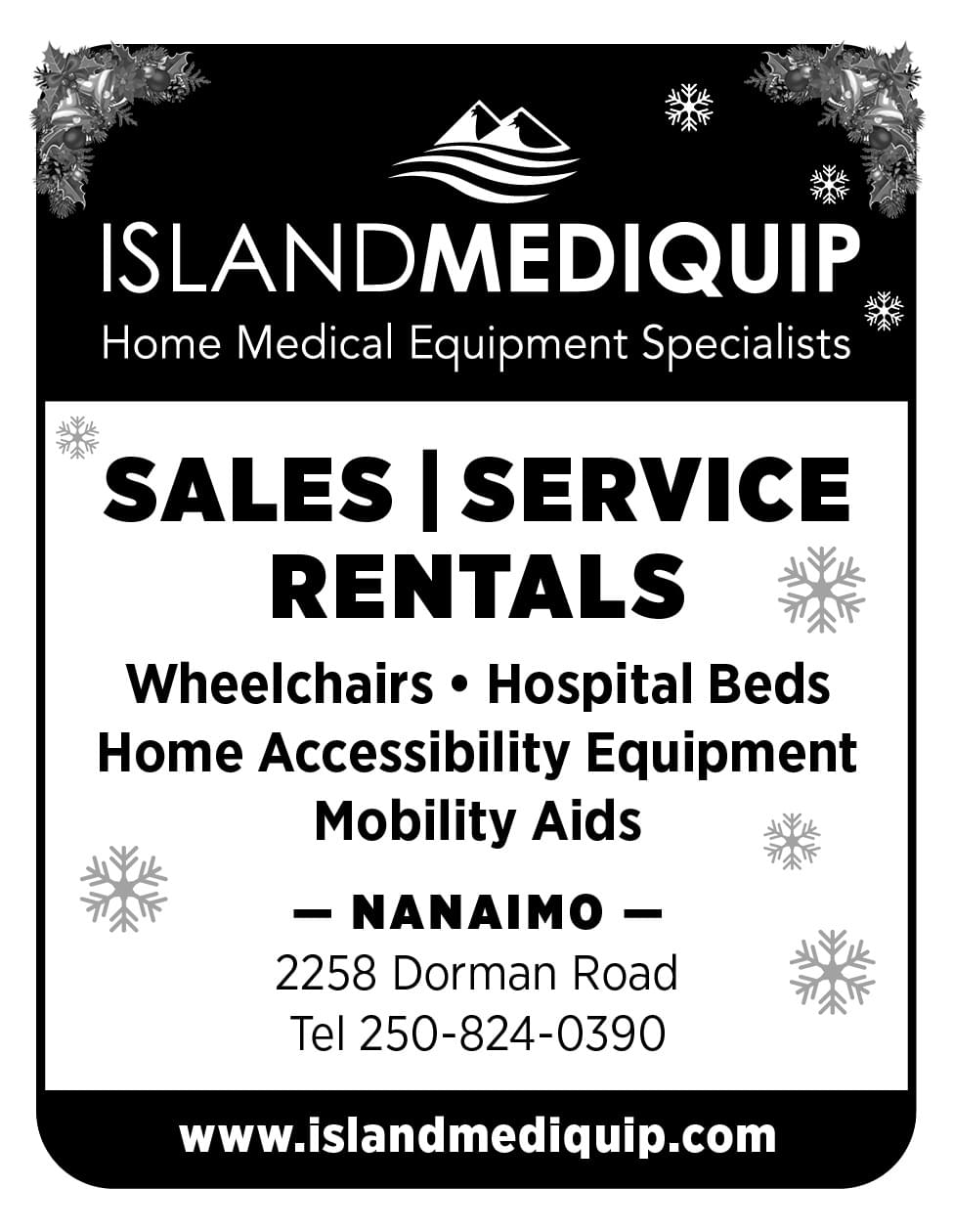 Island Mediquip Wheelchairs Hospital Beds Mobility Aids Nanaimo Duncan Victoria ad in Coffee News