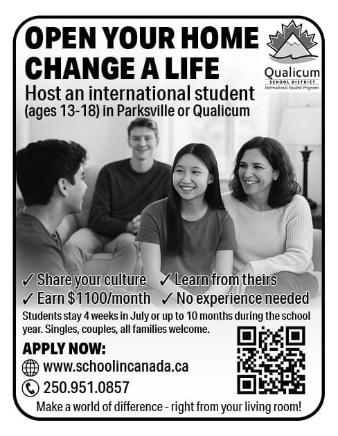 Qualicum School District International Student Programs ad in Coffee News