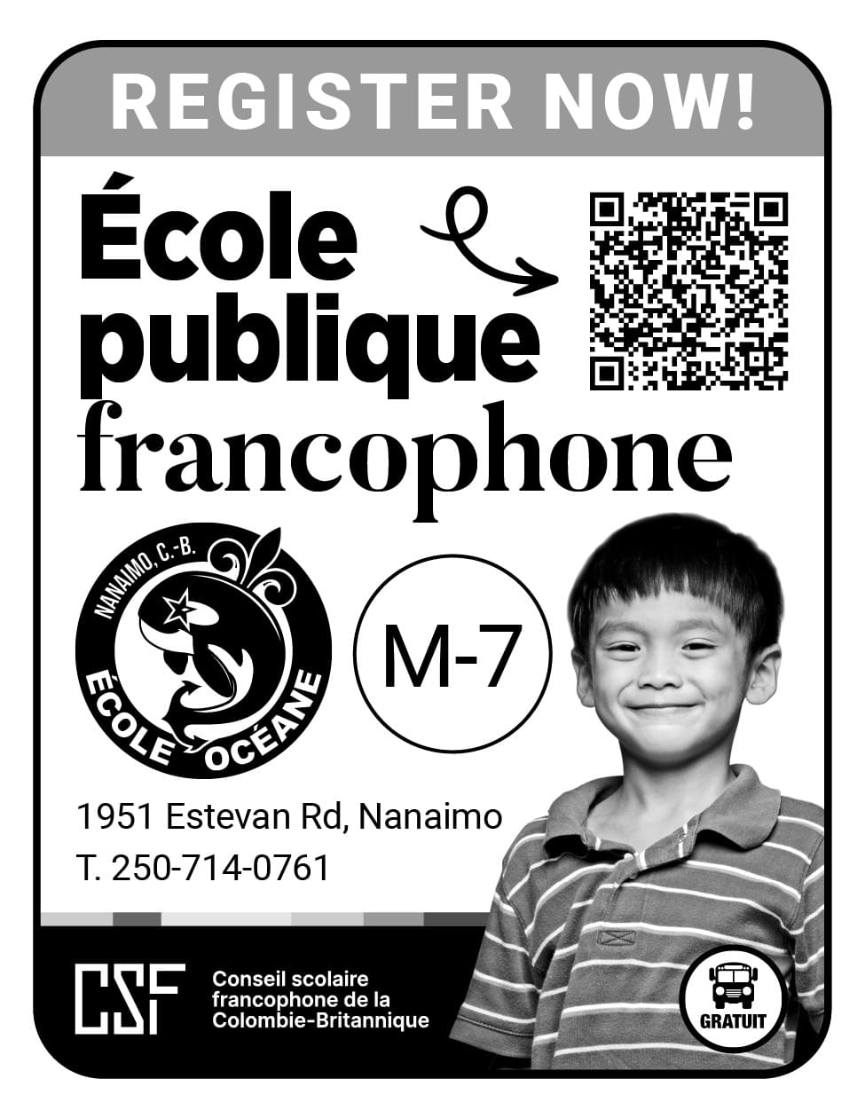 Ecole Oceane Francophone French School Nanaimo BC Ad in Coffee News