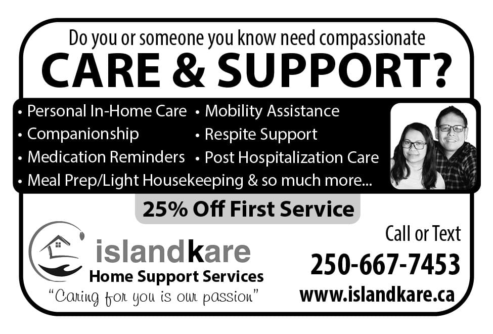 IslandKare Home Support Service Nanaimo Parksville Qualicum July 2024 Ad in Coffee News