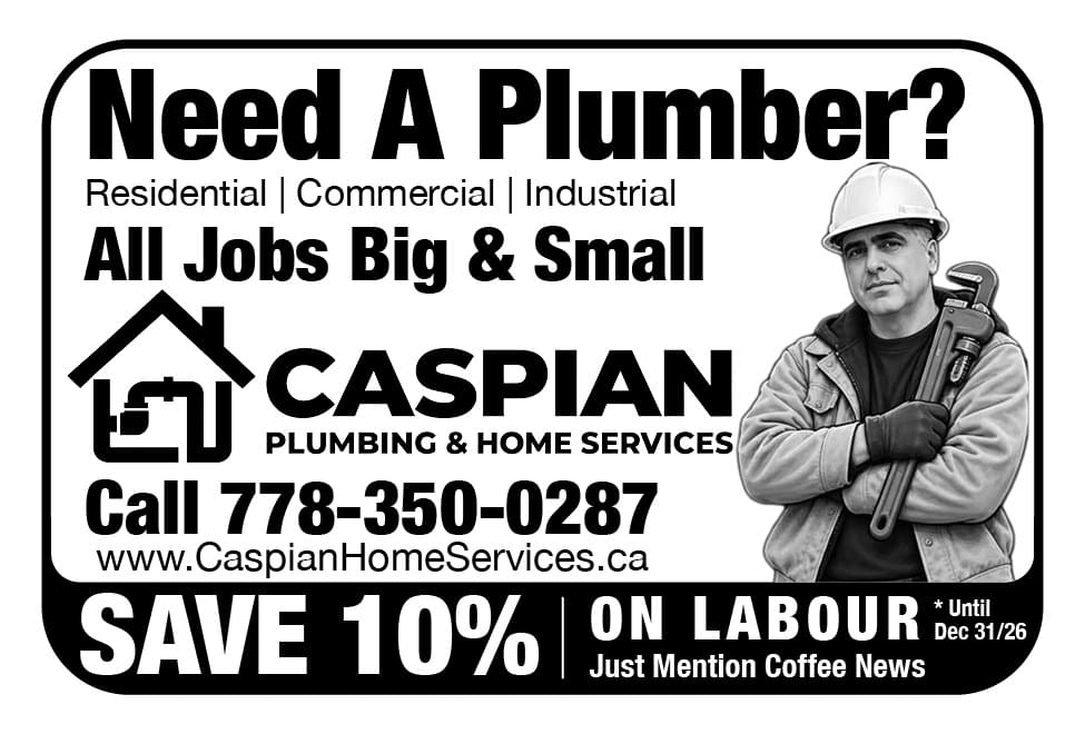 Caspian Plumbing & Home Services Save 10% in Victoria BC 2026 Ad in Coffee News