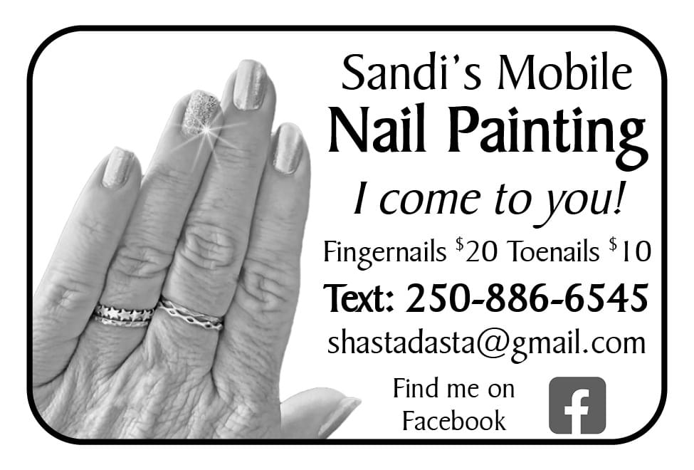 Sandi's Mobile Nail Painting Nanaimo BC Ad in Coffee News Vancouver Island BC