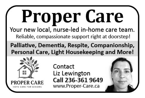 Proper Care Home Care for Seniors Parksville BC Ad in Coffee News