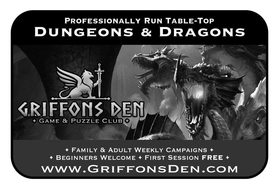 Griffons Den Game & Puzzles Ad in Coffee News