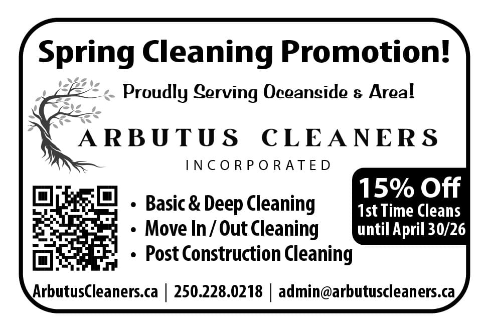 Arbutus Cleaners Qualicum Parksville Nanaimo Ad in Coffee News