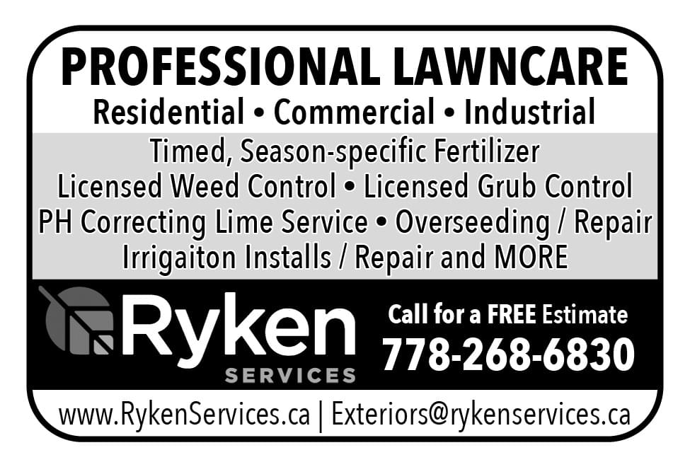 Ryken Services Lawn Care Landscaping Property Maintenance Nanaimo BC Ad in Coffee News