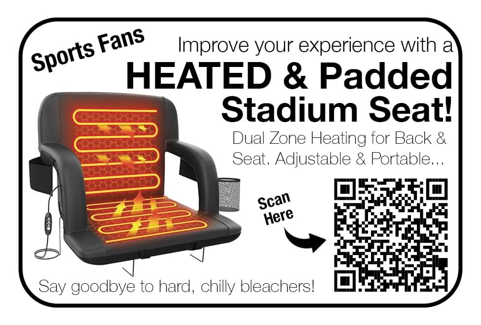 HEATED & Padded  Stadium Seat Ad in Coffee News