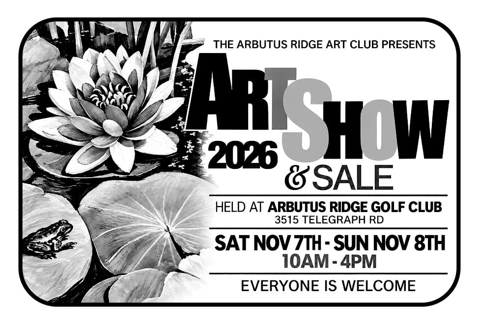 Arbutus Ridge Art Club Art Show and Sale at Arbutus Ridge Golf Course ad in Coffee News