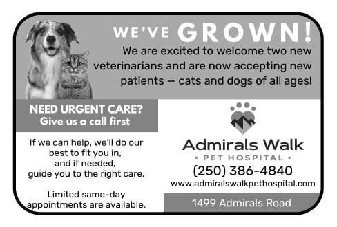 Admirals Walk Pet Hospital Victoria BC Ad in Coffee News