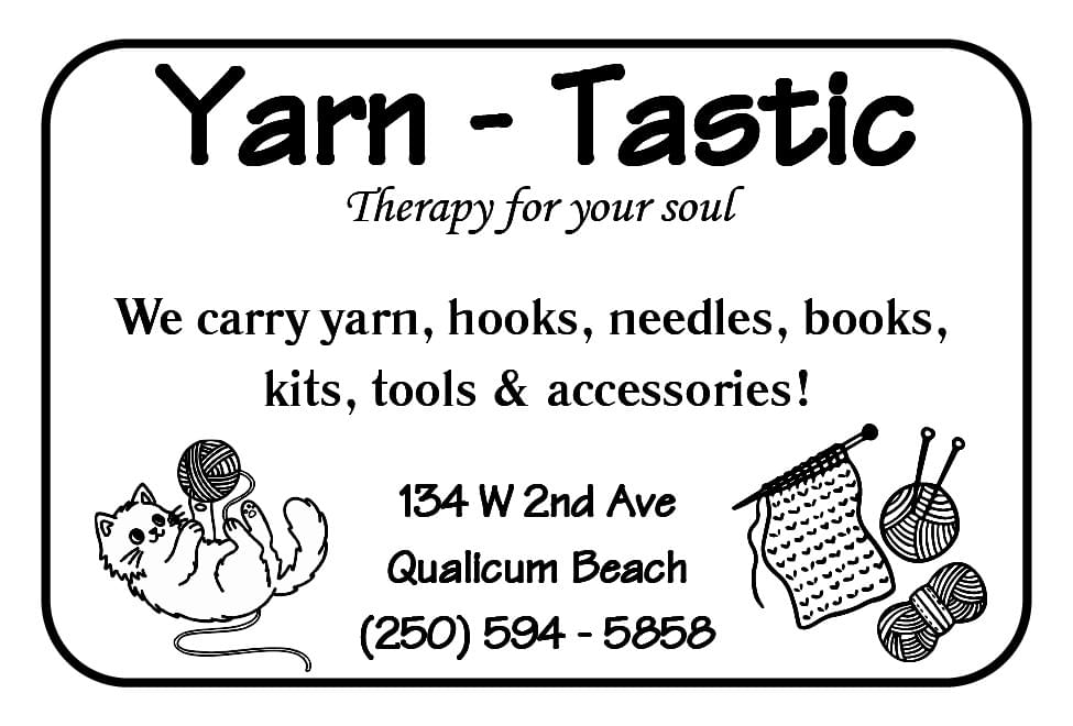 Yarn Tastic Qualicum Beach BC ad in Coffee News