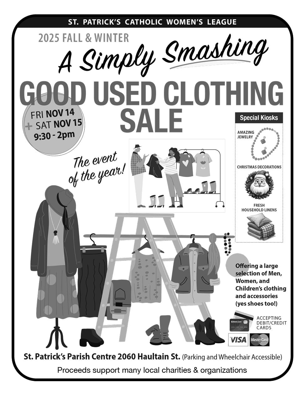 St Patrick's Catholic Women's League Used Clothing Sale Nov 14 and Nov 15 2025 ad in Coffee News