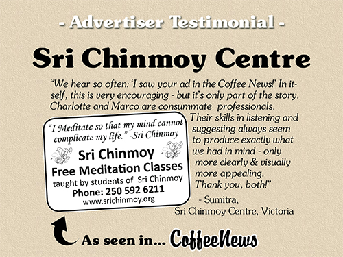 Sri Chinmoy Centre testimonial in Coffee News