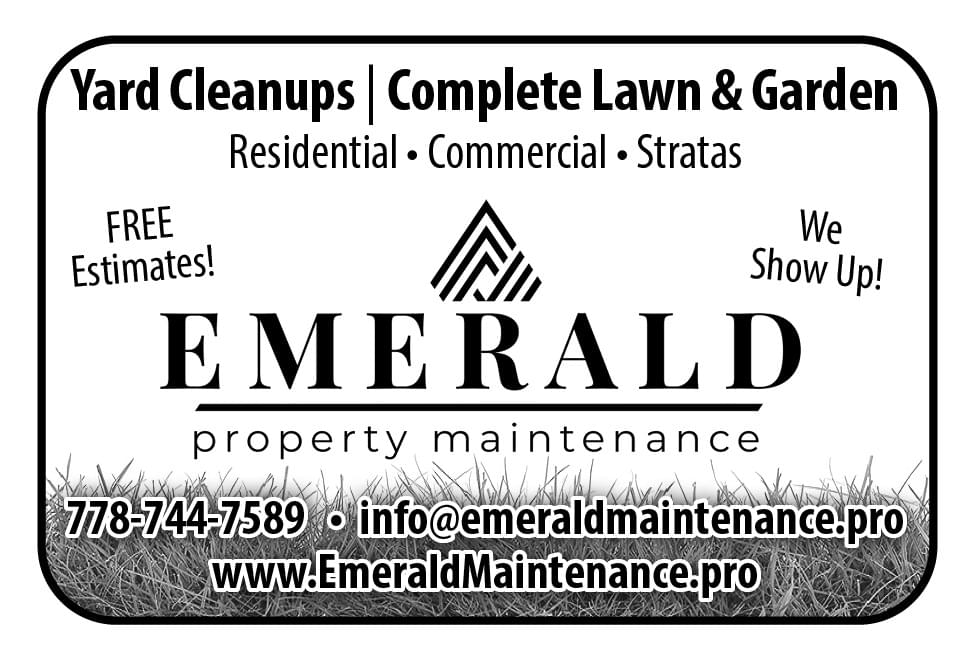 Emerald Property Maintenance Lawn & Garden, Power Washing Victoria BC May 2024 Ad in Coffee News