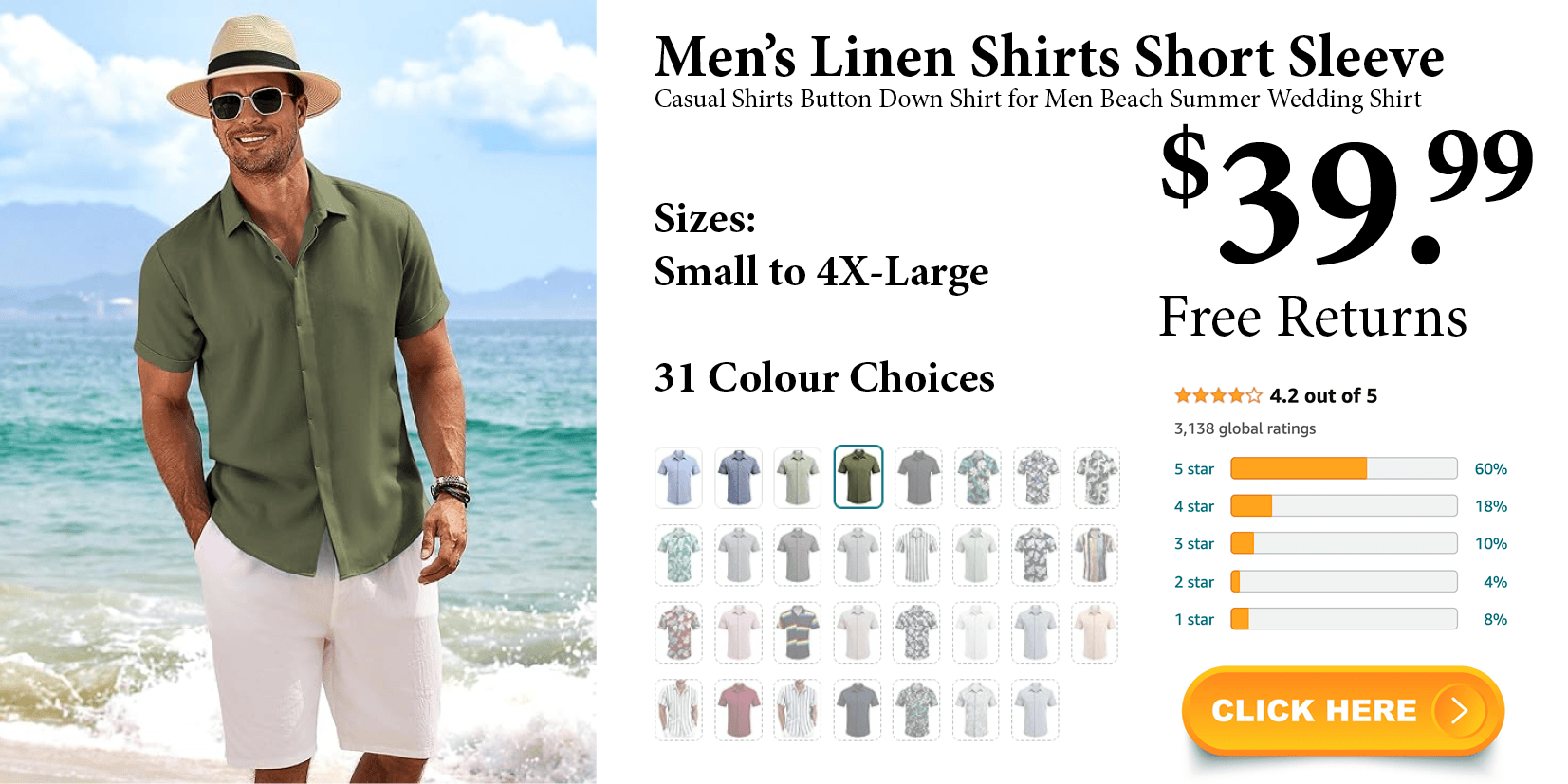 Men's Linen Shirts Short Sleeve Casual Shirts Button Down Shirt for Men Beach Summer Wedding Shirt